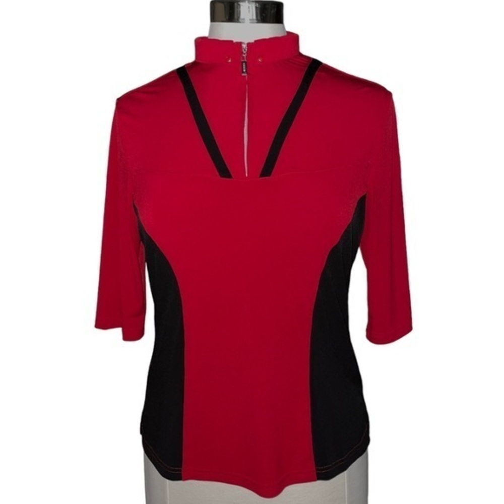 DKNY Golf Red and Black Golf top jersey womens size medium